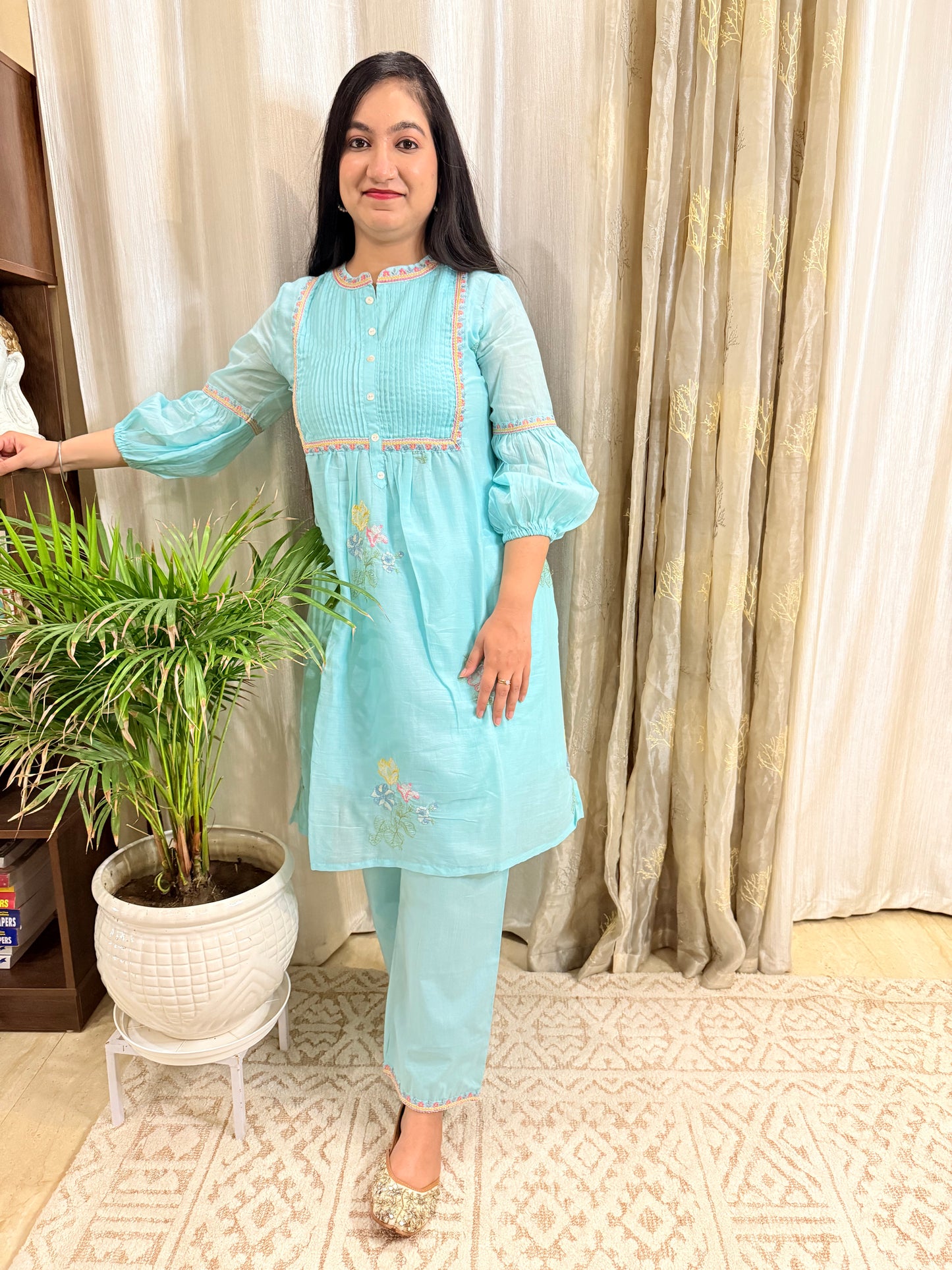Aqua Mul Cotton Embroidered Co-ord Set