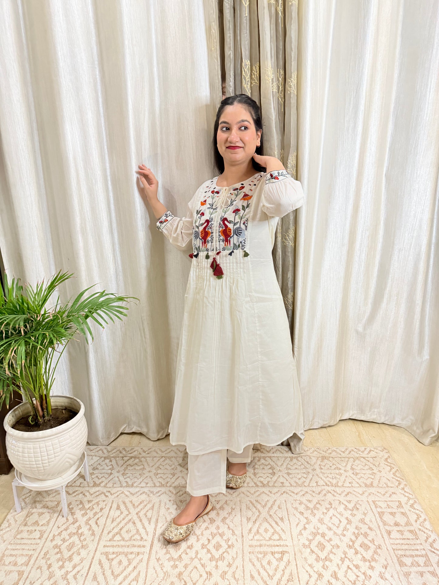 Gulnaar Mul Cotton Kurta Set