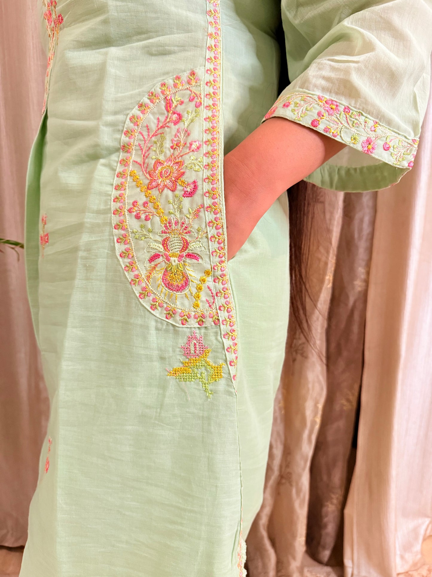 Mint Saga Mul Cotton Co-ord Set
