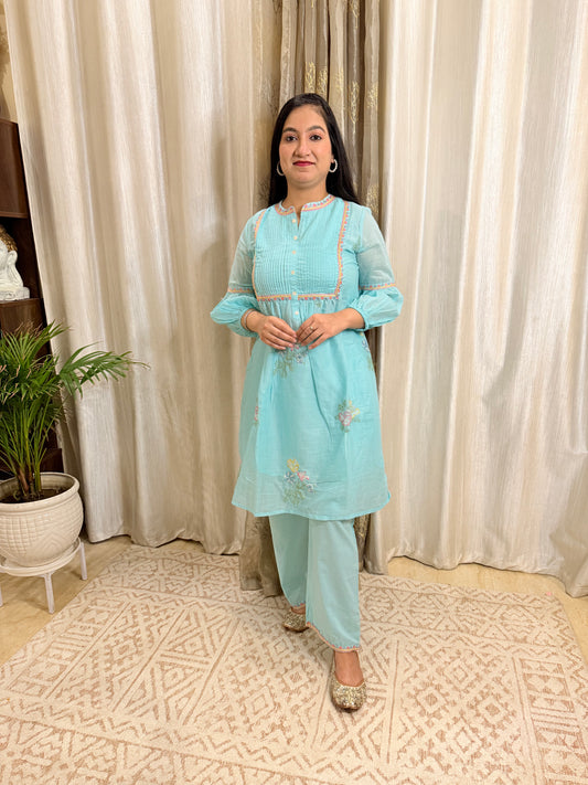 Aqua Mul Cotton Embroidered Co-ord Set