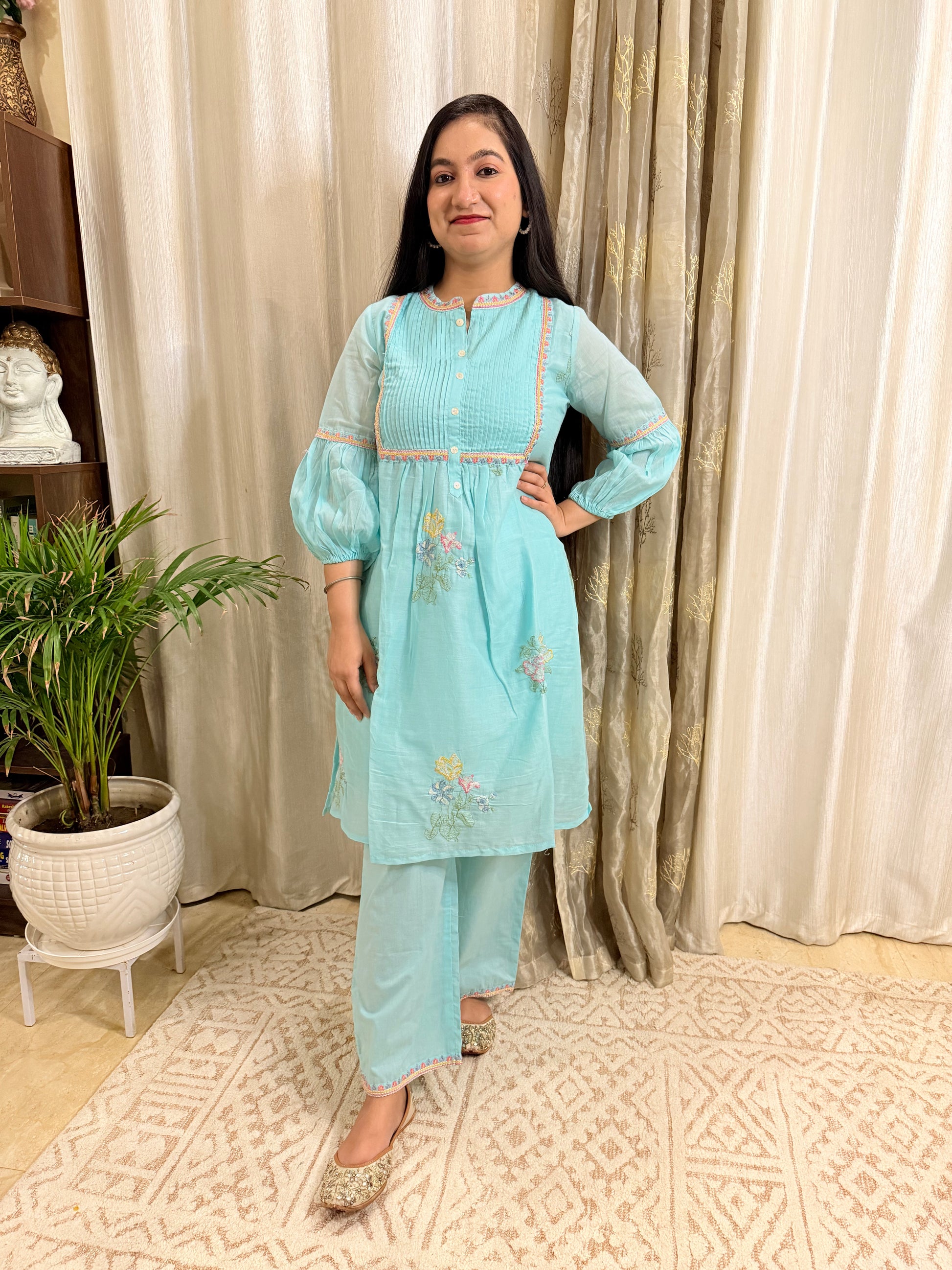 Aqua Mul Cotton Embroidered Co-ord Set