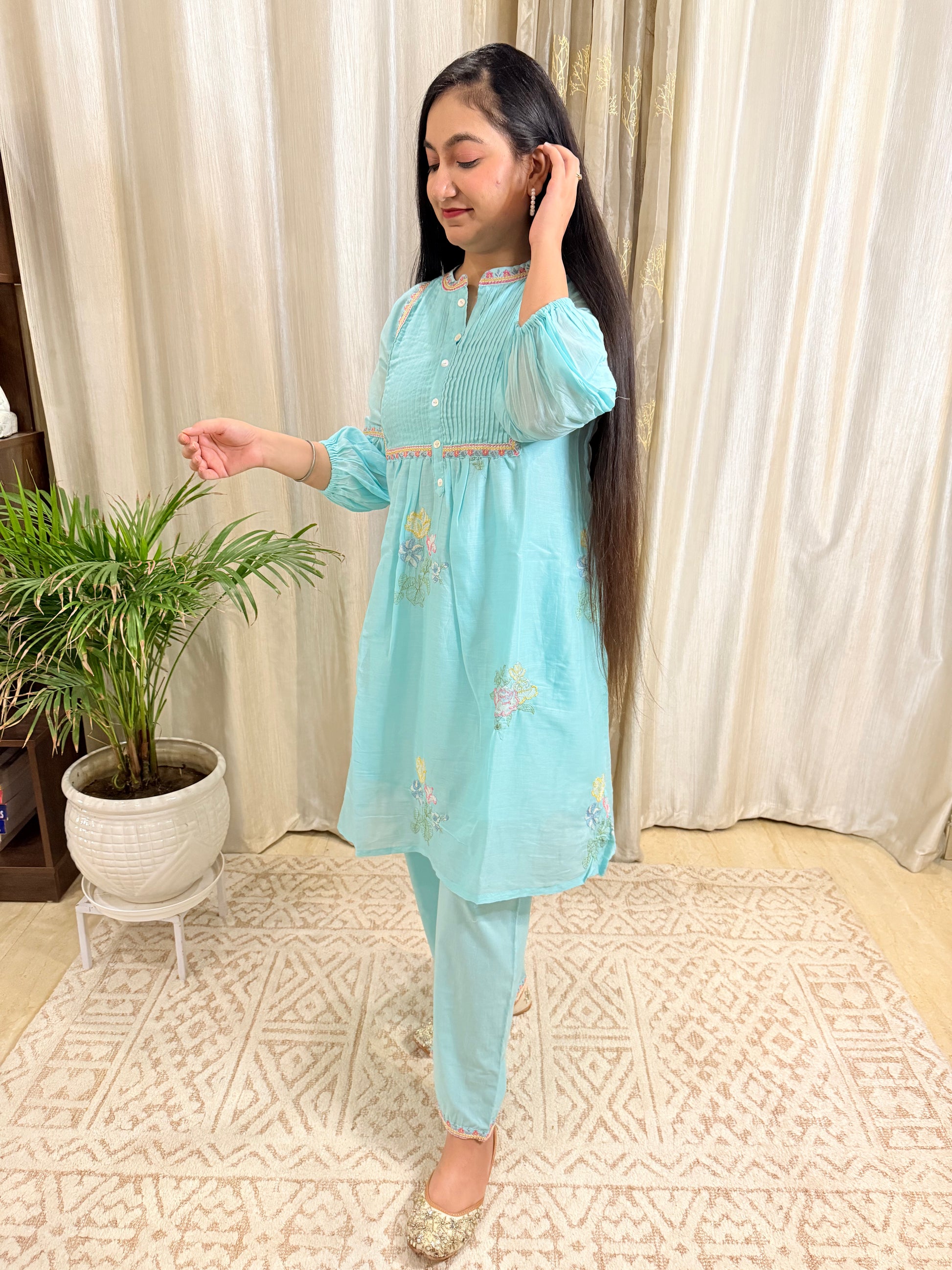 Aqua Mul Cotton Embroidered Co-ord Set