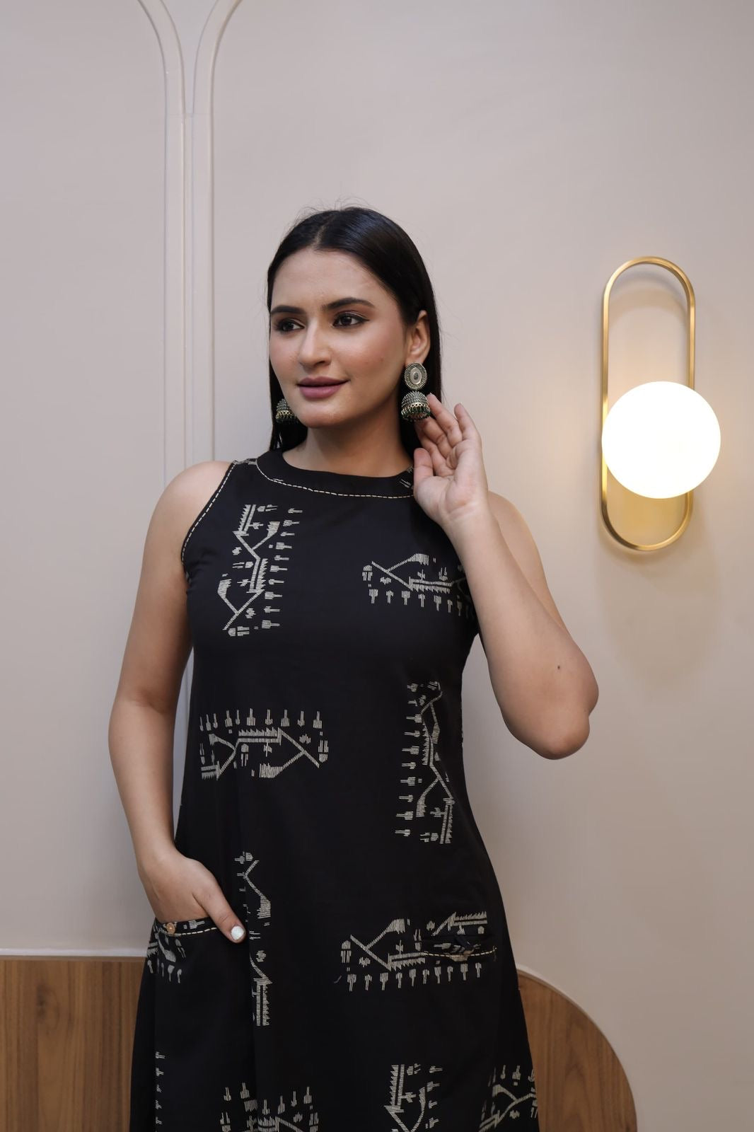 BLACKTRIBALPRINTKURTASET