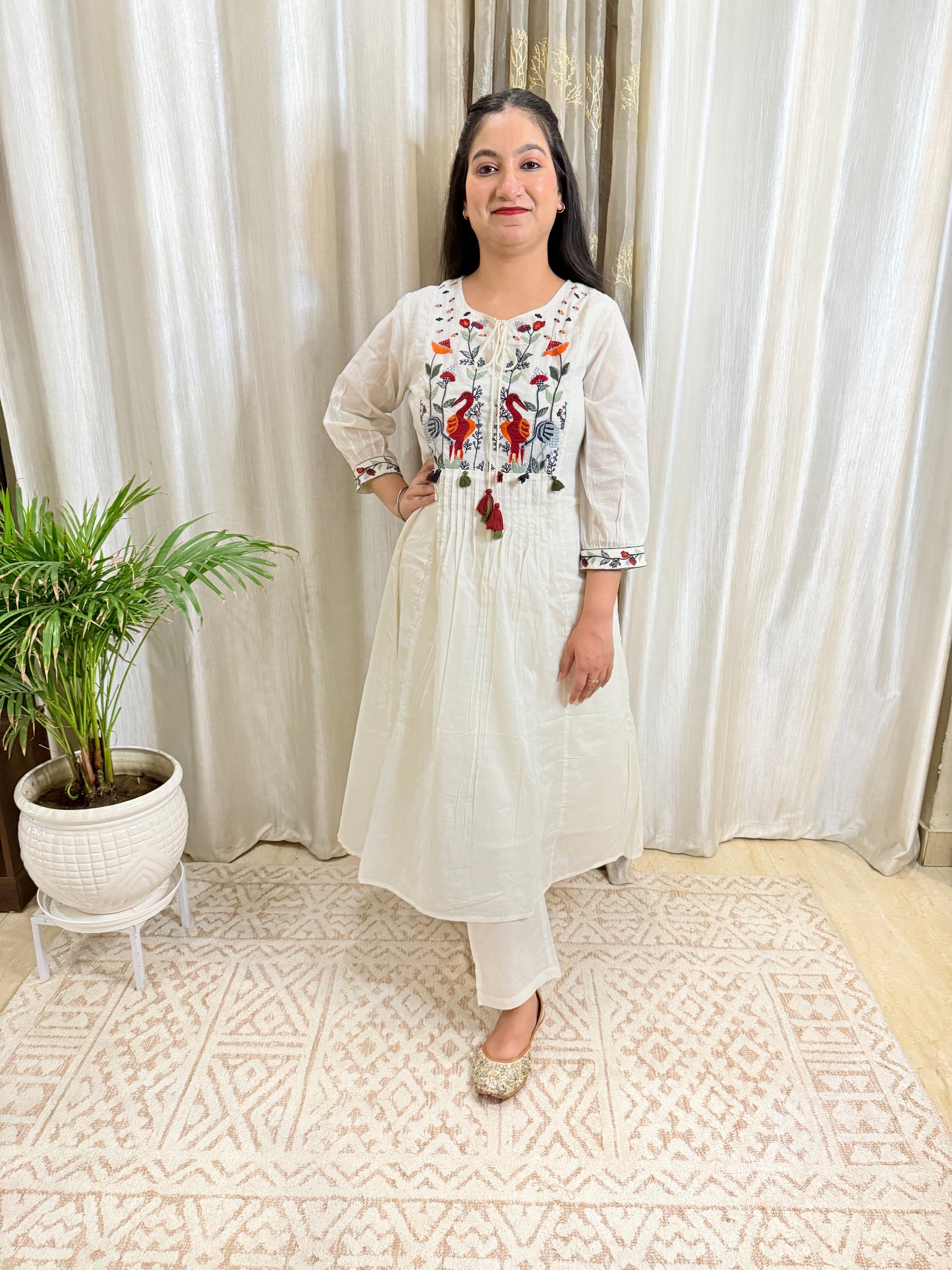 Gulnaar Mul Cotton  Kurta Set