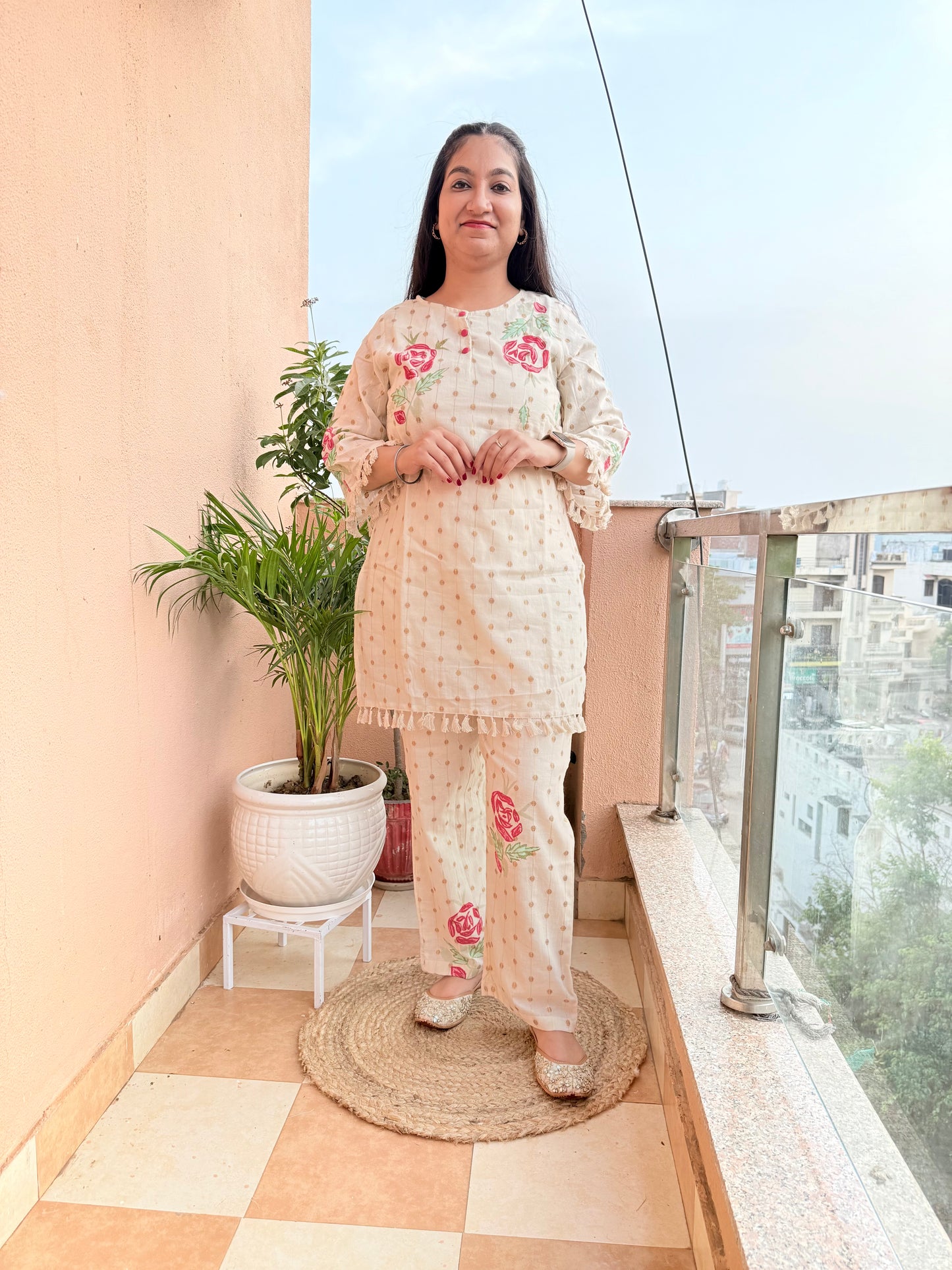 Ivory Bloom Cotton Festive Co-ord Set