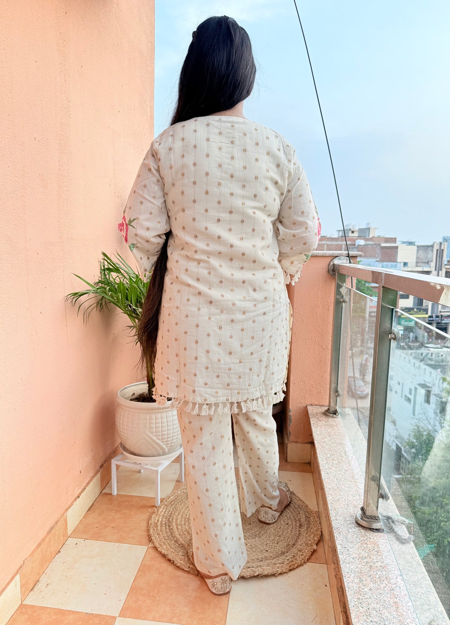 Ivory Bloom Cotton Festive Co-ord Set