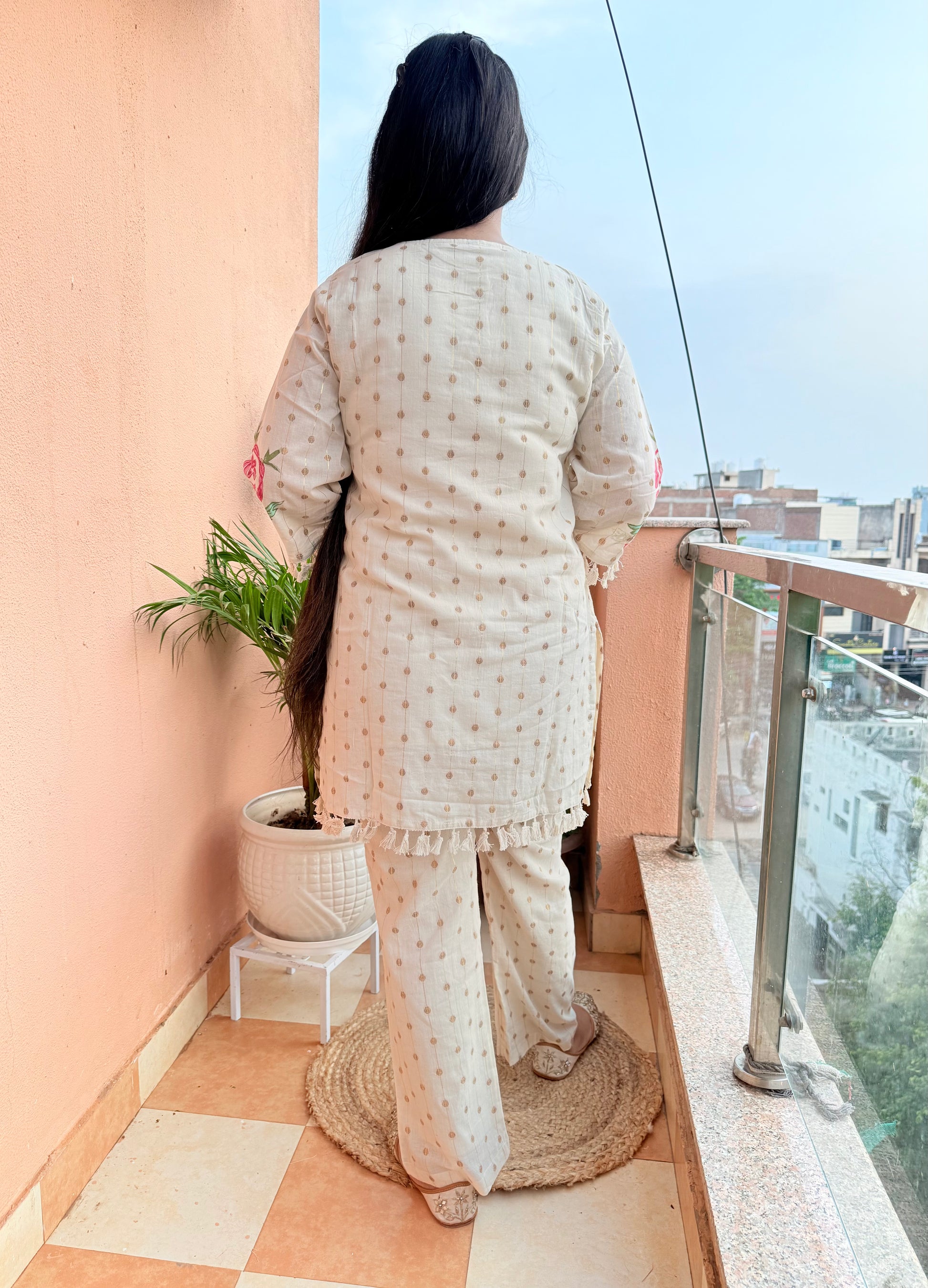 Ivory Bloom Cotton Festive Co-ord Set