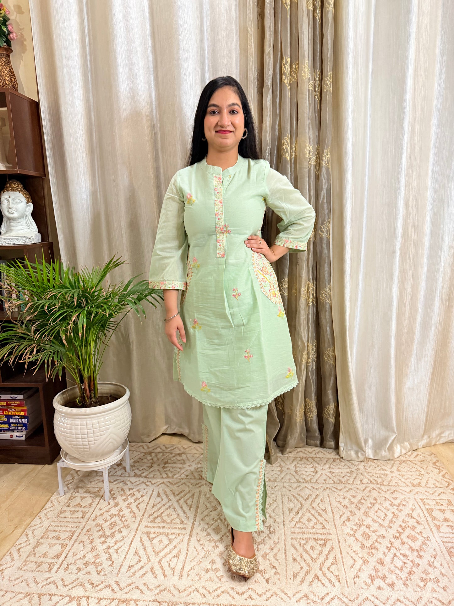 Mint Saga Mul Cotton Co-ord Set