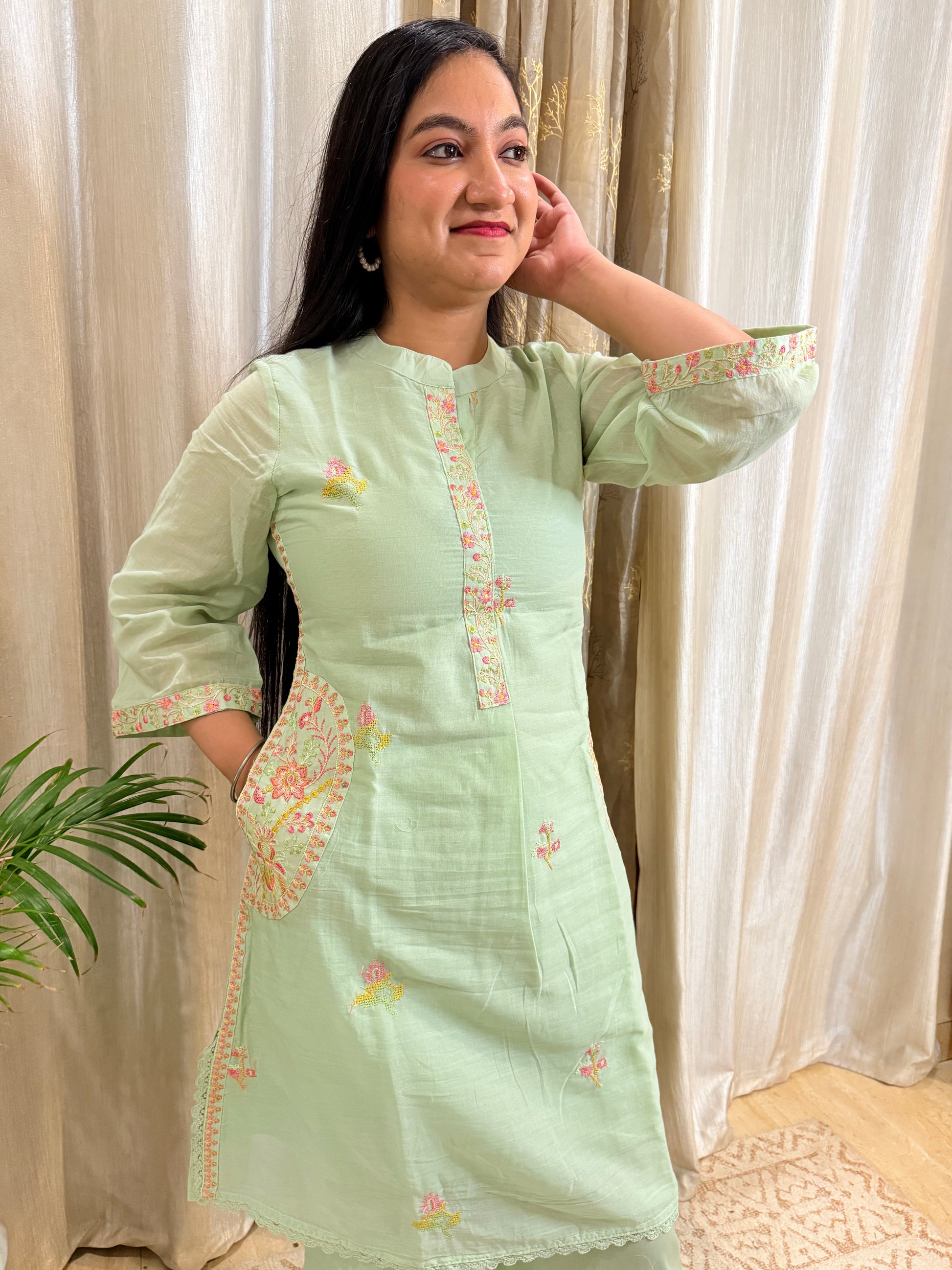 Mint Saga Mul Cotton Co-ord Set