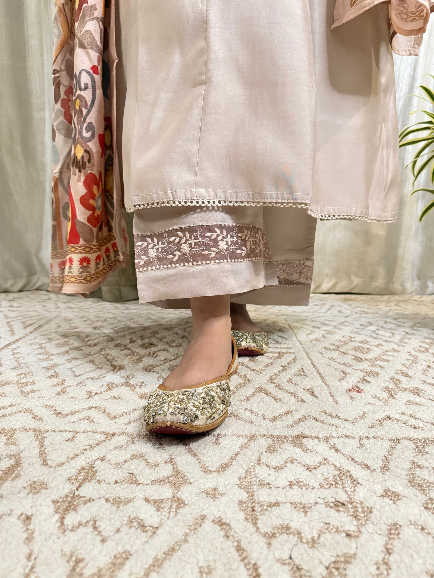 Mouse Grey Modal Muslin Anarkali Suit Set 